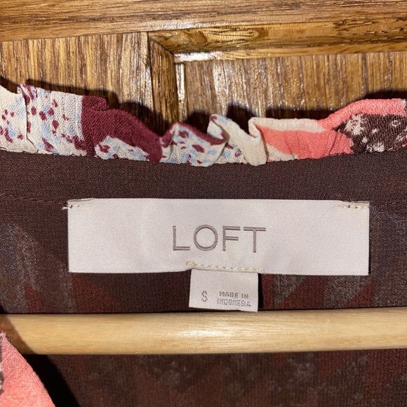 LOFT Patchwork Tie Neck Pocket Dress Size Small Boho Western Rodeo - Picture 8 of 10